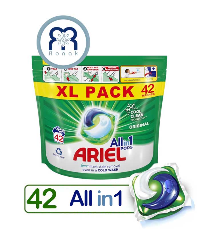 قرص ماشین لباسشویی بالشتکی ARIEL مدل All in1 بسته 42 عددی