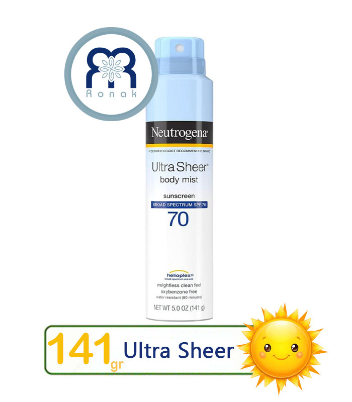 اسپری ضد آفتاب بی رنگ بدن نوتروژینا مدل Ultra Sheer وزن 141 گرم