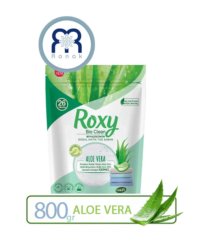 پودر صابون ماشین لباسشویی و دستی ROXY با عصاره آلوئهورا حجم 800 گرم
